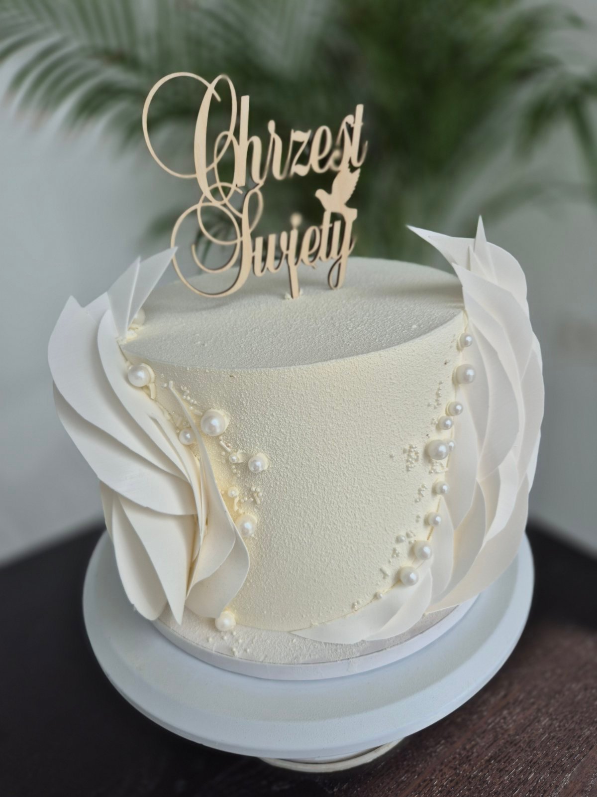 Tort na Chrzest Święty z piórkami